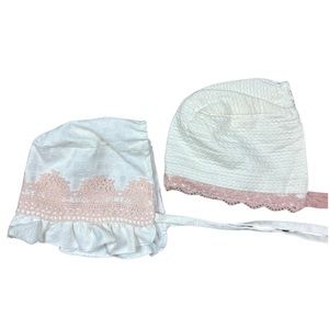 0-3 Month Lace Tie Bonnets